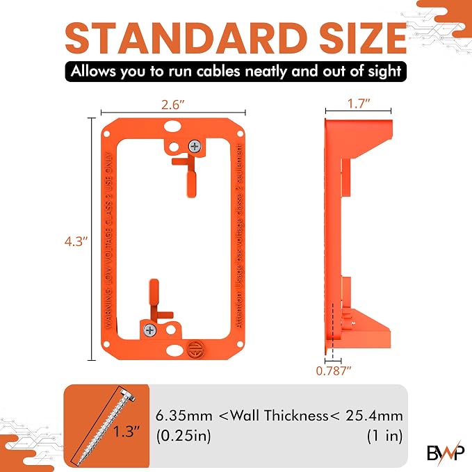 BWP Low Voltage Mounting Bracket 1 Gang, 5 Pack - Image 2