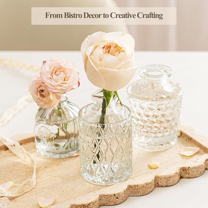 Clear Glass Bud Vase Set of 14 Pcs, Small Bud Vases in Bulk, Glass Crystal - Image 3