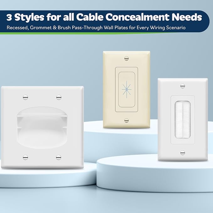 TOPGREENER 1-Gang Flexible Rubber Cable Pass-Through Wall Plate - Image 7
