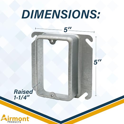 1-1/4" Raised Mud Rings, Square Device Cover, 1-Gang Outlet Cover, 4x4 Inch - Image 4