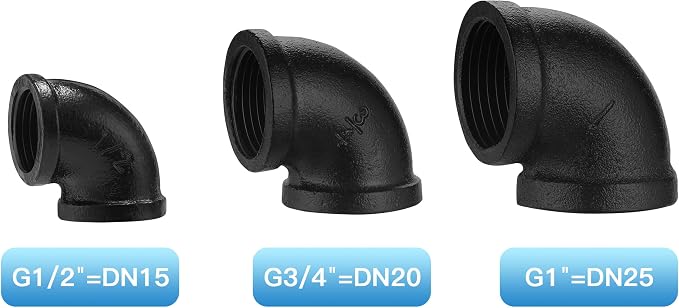 1" Black Pipe Elbow, 10 Pack DN25 Threaded Cast Malleable Iron Pipe Fitting - Image 3