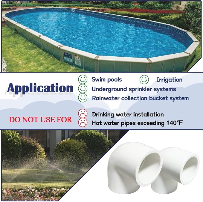 5PCS 1 Inch White PVC 90 Degree Elbow Adapter Pipe Fittings 2 Way Right Angle - Image 6