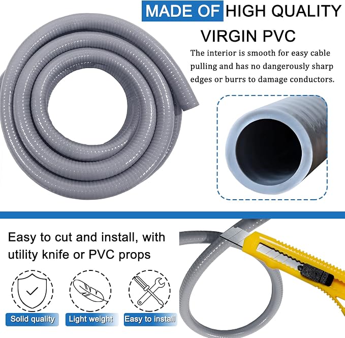 Liquid-Tight Conduit 50 ft 8 Pieces Connector Kit, Electrical Conduit 1/2 | - Image 4