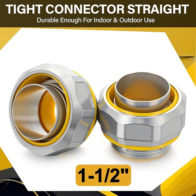 Gisafai 5 Pcs Liquid Tight Connector Straight Insulated Zinc Die Cast Metal - Image 5