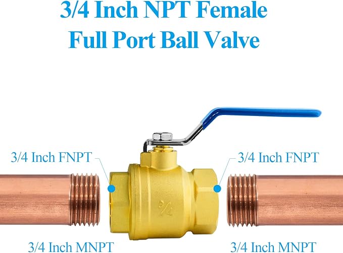 WiseWater 3/4" NPT Full Port Brass Ball Valve, UPC Certified, 600 WOG, Plumbing - Image 7