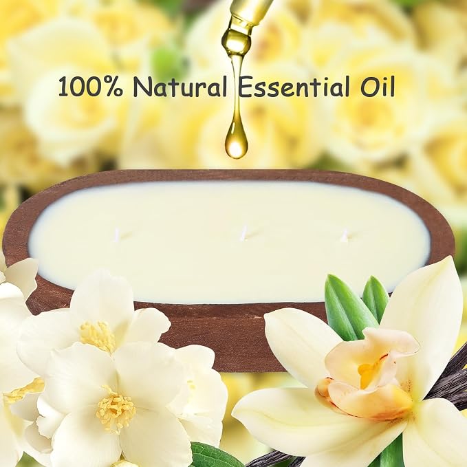 Aromatherapy Candle, SEVEYEE Vanilla Candle 5wicks 16oz, Large Wooden Bowl - Image 5