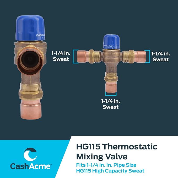 Cash Acme 1-1/4 Inch HG115 Sweat Thermostatic Mixing Valve - Image 6