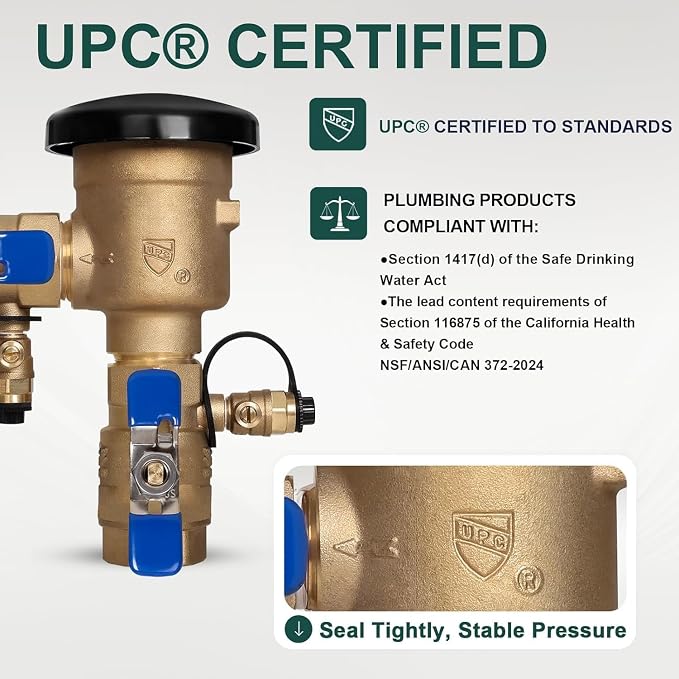【UPC® Certified】3/4" Brass Pressure Vacuum Breaker - Image 2