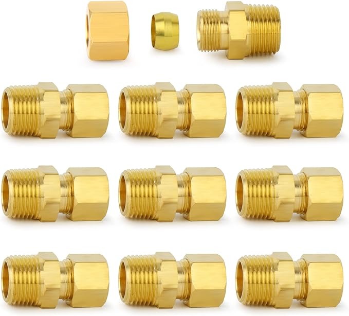 ChillWaves Brass Compression Tube Fitting, 5/16" OD x 3/8" NPT Male Compression by VisittheCHILLWAVES