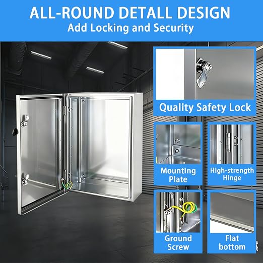 Electrical Enclosure 24x16x8, 304 Stainless Steel Enclosure IP66 Waterproof and - Image 4