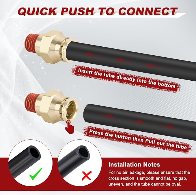 DOT Approved Male Straight Brass Union 1/2" Tube x 1/4" NPT, Quick Connect Union - Image 3