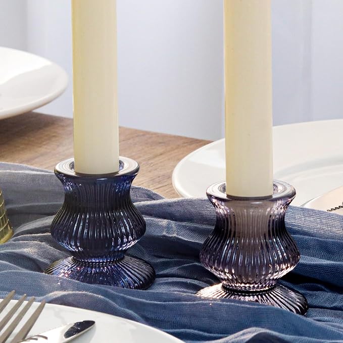 WDHODEC Christmas Taper Candle Holders 12PCS Glass Candlestick Holders - Image 2