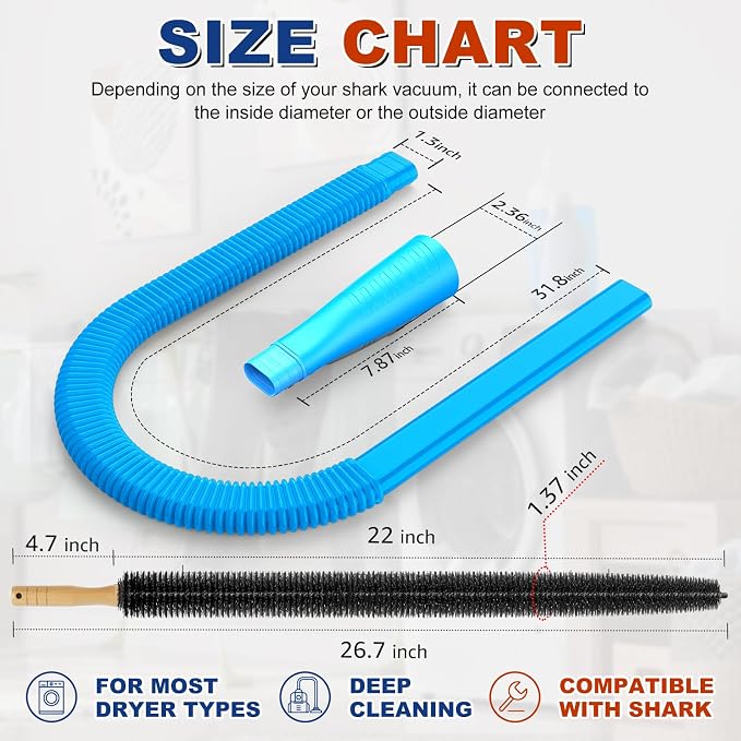 Sealegend 2 PCS Dryer Vent Cleaner Kit, Dryer Lint Vacuum Attachment&Brush - Image 6