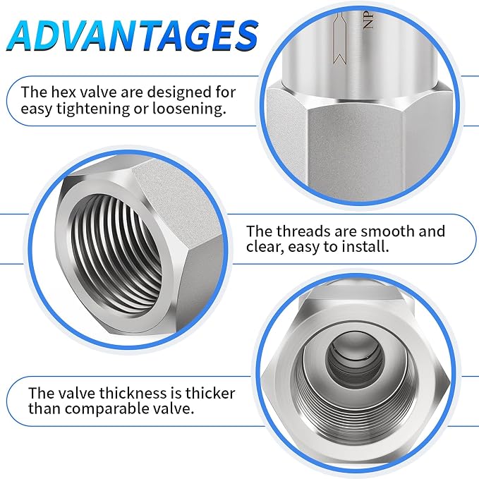 ChillWaves 304 Stainless Steel In-Line Split Check Valve 1/4" NPT Female Thread - Image 4