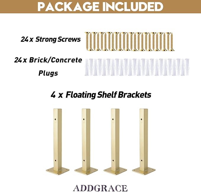 AddGrace Industrial Black Shelf Brackets 6 Inch L Brackets - Image 2