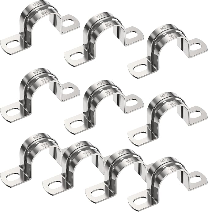 10Pcs 3/4 Inch 2 Hole Heavy Duty U-Tube Strap Clamp, Stainless Steel-304 Rigid by Choosewhatyouneed