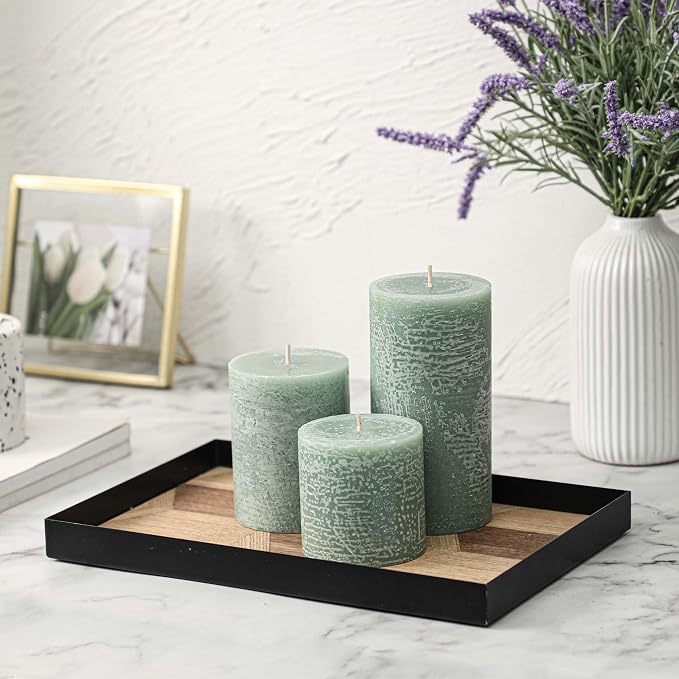 3x3 Inch Sage Green Pillar Candles - Image 5
