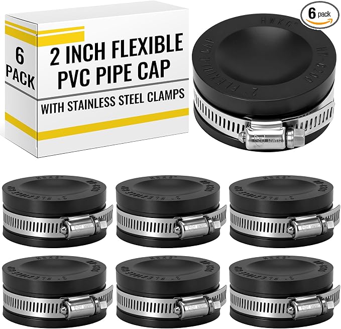 6 Pack 2 Inch Flexible PVC Pipe Cap by Unknown