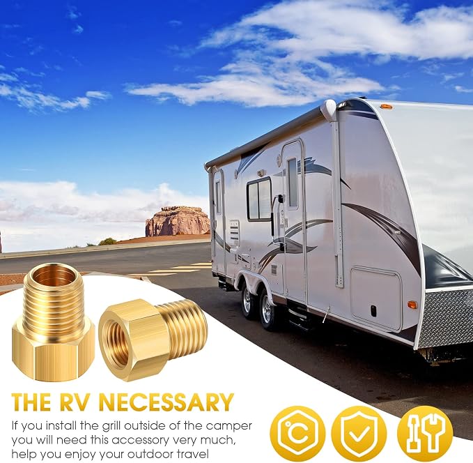 Frienda 6 Pcs 1/4 Male NPT to 1/4 Female Inverted Flare Propane Fitting | Brass - Image 7