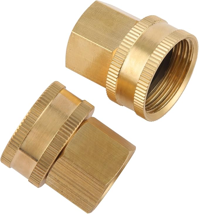 Garden Hose Adapter, 1/2" NPT Female X 3/4" GHT Female Connector | Dual Swivel - Image 4