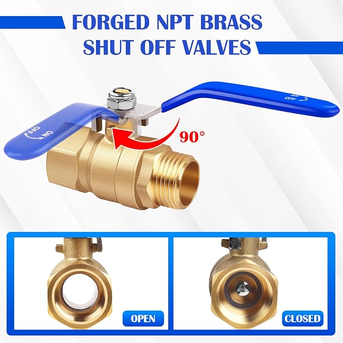 3/4 inch Full Port Ball Valve, 3/4'' Male to Female NPT Full Flow Control Valve - Image 3