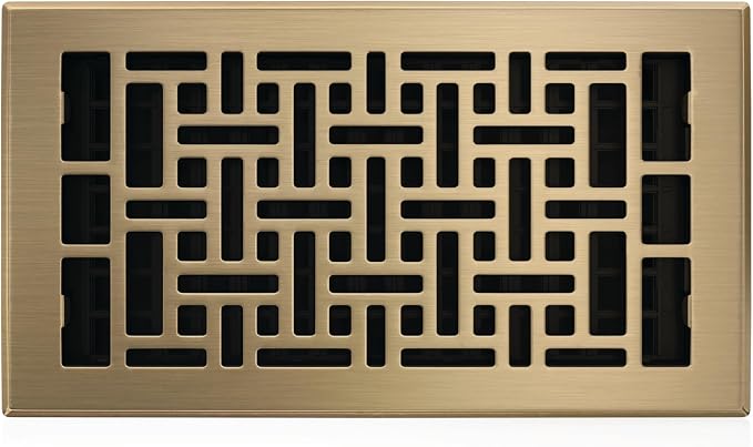 Decor Grates AJH612-A Oriental Floor Register, 6x12 Inches, Antique Brass Finish by DecorGrates