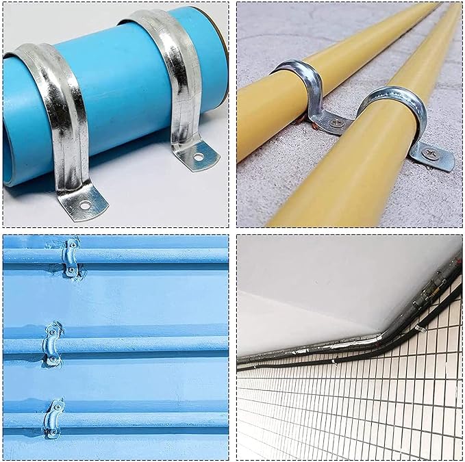 10 Pcs 4inch Rigid Pipe Strap, Two Hole Stainless Steel Strap U Bracket - Image 6