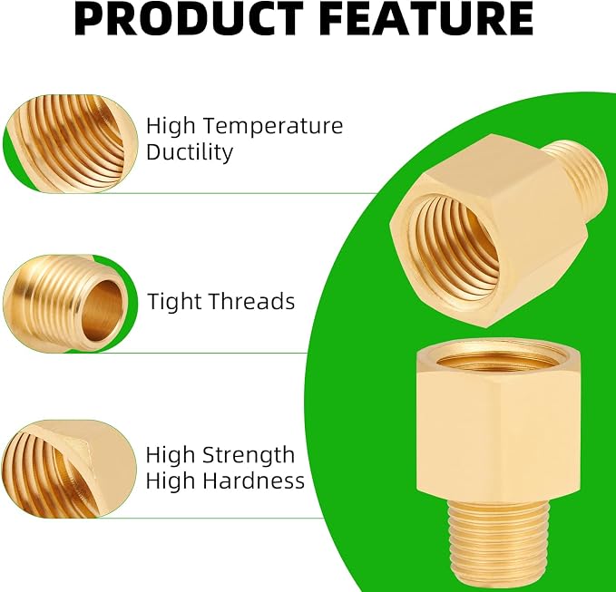 Brass Pipe Fitting, 1/8 Inch NPT Male to 1/4 Inch NPT Female Brass Pipe Hose - Image 3
