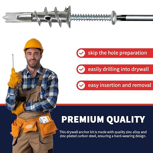 Drywall Anchors and Screws Kit, Heavy Duty Hollow Wall Anchors, 75 Lbs Hanging - Image 4