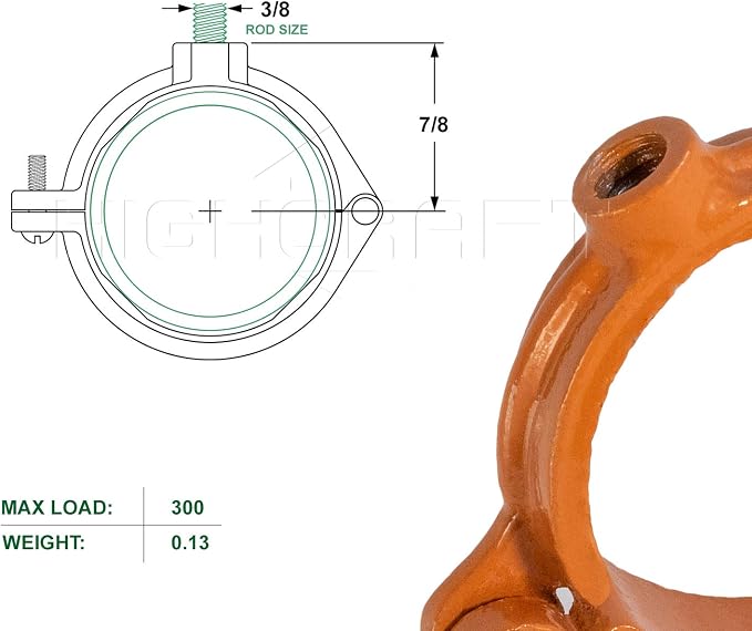 HIGHCRAFT HINGC-12-10 Industrial Decor Hinged Split Ring Pipe Hanger 1/2 in. - Image 6