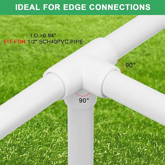 12Pack 1/2IN 4-Way Elbow PVC Pipe Fittings Furniture Grade SCH40 4 Way Side - Image 3