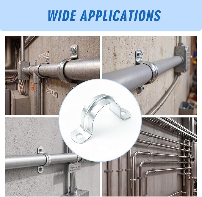 Yaocom 100 Pcs 1" Opening Pipe Strap Galvanized Steel Conduit Clamp Reinforced - Image 6