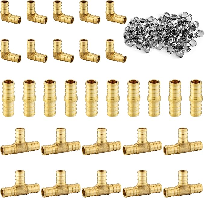 130 Pack Foskan 3/4 Inch PEX Barb Crimp Fittings Set | 10 Pieces Each:Elbow by Unknown