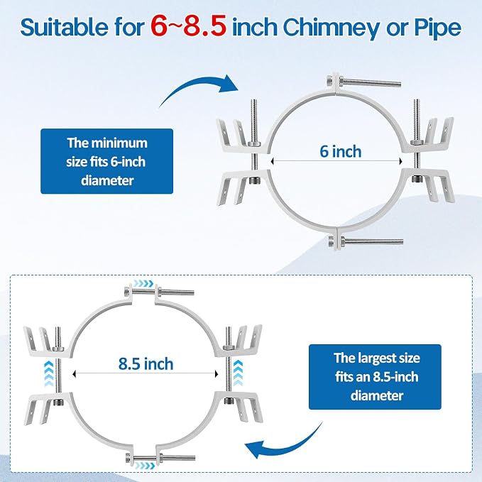 2026 Updete 6-8 Inch Extended Roof Bracket Supports Chimney Stove Pipe - Image 3
