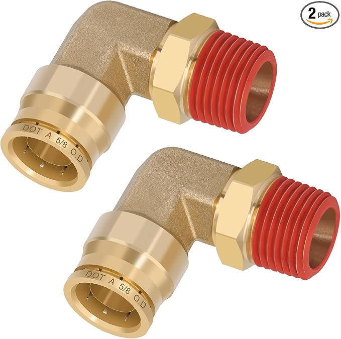 90° Swivel Male Elbow, 5/8" Tube x 1/2" NPT, DOT Approved 2PCS | by BOERAY