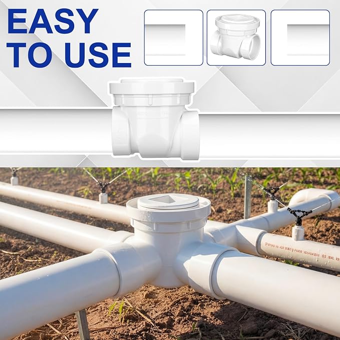 2 Inch Backwater Valve White PVC Drain Backflow Preventer - Image 4