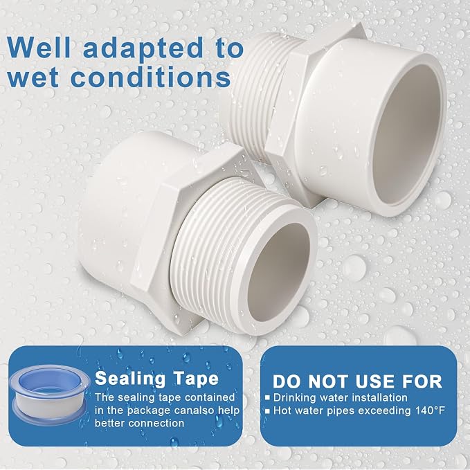 1/2 Inch Male Thread PVC Fittings White 2-Way PVC Pipe Coupling Adapter - Image 7