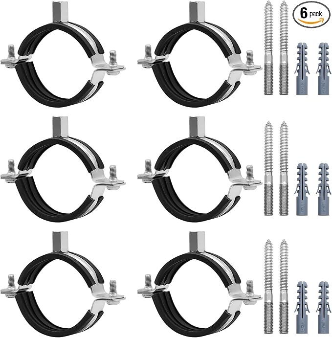 6 Pcs 3.4-3.6 Inch Split Ring Pipe Hanger, 87-92mm Heavy Duty Adjustable Pipe by AKIHISA