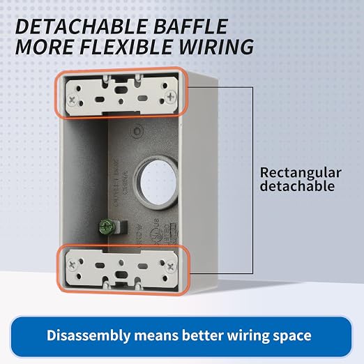 Weatherproof Outlet Box, Three 3/4 Inch Hole Outdoor Electrical Box | Aluminum - Image 4