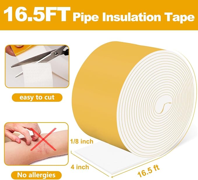 DEMEDO Pipe Insulation Tape, Pipe Wrap Insulation Foam Tape Self Adhesive - Image 8