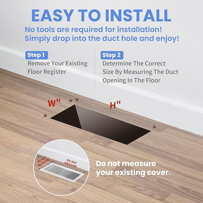 Howeall 2x12 Inches Heavy Duty WalkSNle Floor Register Easy Adjust Air Supply - Image 6