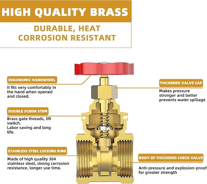 2-1/2" NPT Gate Valve, Heavy Duty Brass Female x Female Thread, DN65 | Manual - Image 6