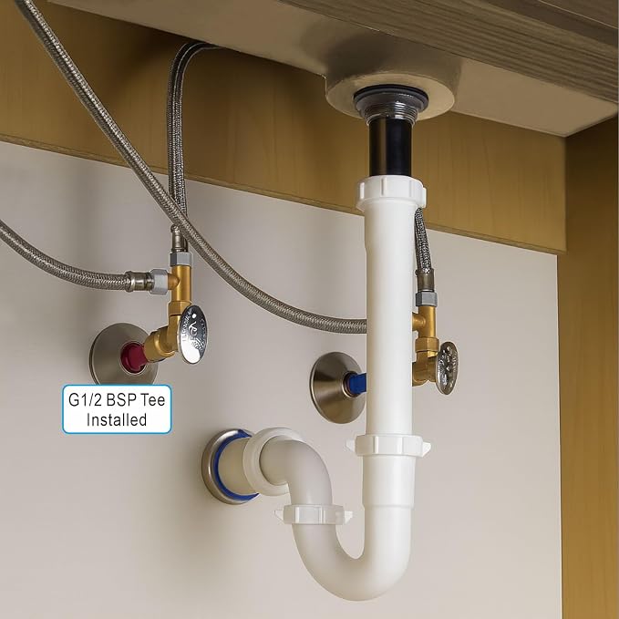 1/2" Brass Tee, Brass 3-Way Shower Diverter Valve | 1/2" Male x 1/2" Male x - Image 7
