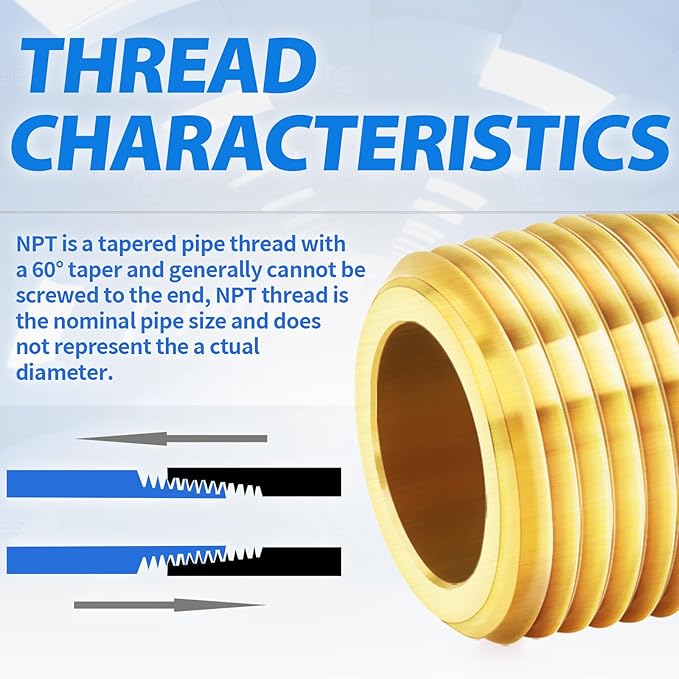 ChillWaves Brass Pipe Fitting, Long Nipple Pipe 3/8" NPT Male x 3/8" NPT Female - Image 6
