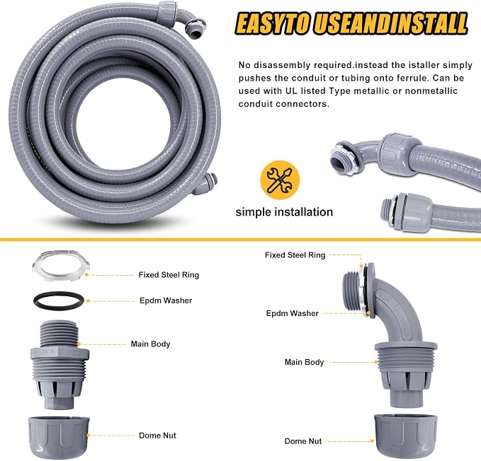 Liquid-Tight Conduit, 1-1/4 inch 25 Foot Flexible Non Metallic Electrical - Image 4
