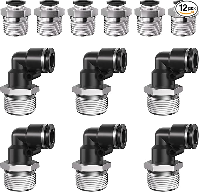 1/2 Push to Connect Fittings npt Thread to 1/4 Air Line quick | Pneumatic by Unknown