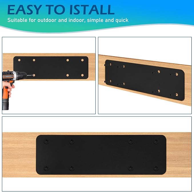 Straight Steel Plate 2pcs, 6x6 Lumber | Black Powder Coated Heavy Duty Pergola - Image 6