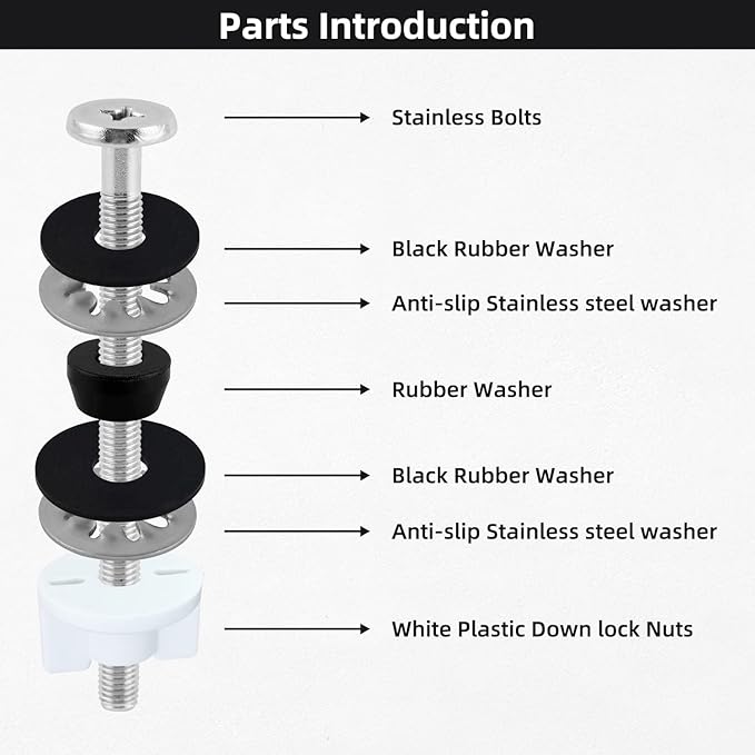2PCS Universal Toilet Seat Bolts Kit, 3 Inches, Stainless Steel Made - Image 4
