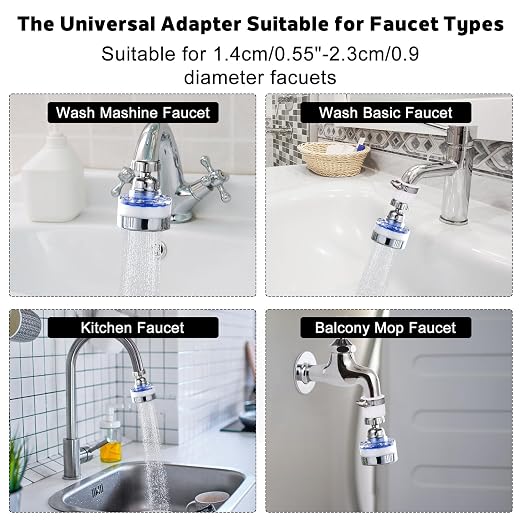 3 Pack Sink Water Filter Faucet and 10 Filter Elements Set, 360 ° Rotating - Image 8