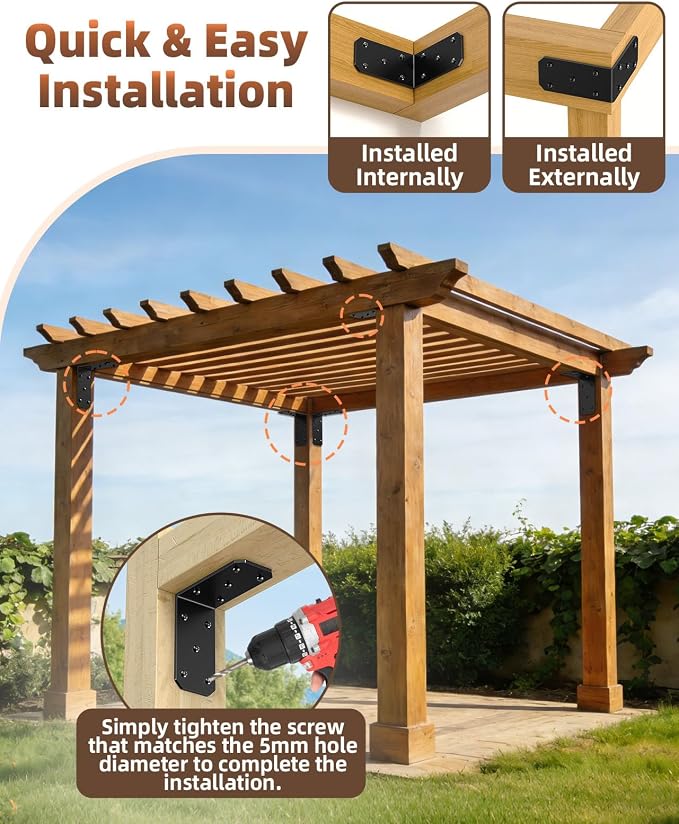 Heavy Duty L Brackets, 5x5 Inch, 300 LBS, 8 Pack | Carbon Steel, Rust Resistant - Image 6